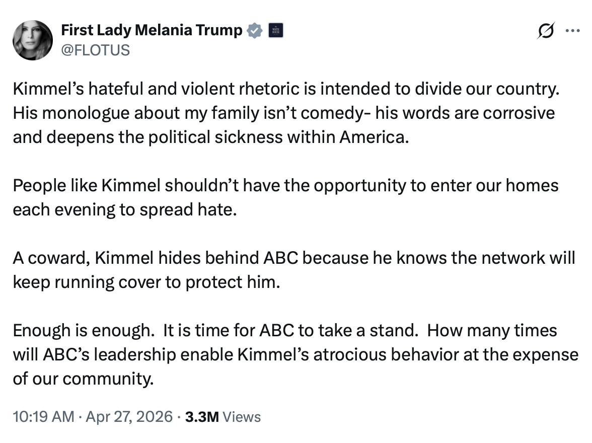 Мелания Трамп призывает ABC остановить